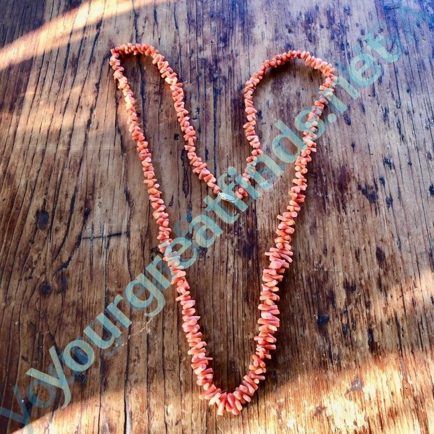 Vintage 32 Long Necklace Salmon Branch Coral Necklace - Yourgreatfinds