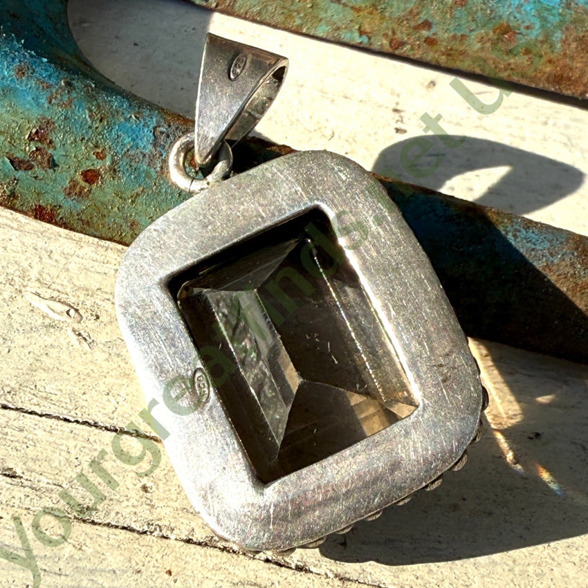 Vintage 33 Carat Smoky Citrine Sterling Silver Pendant pendant