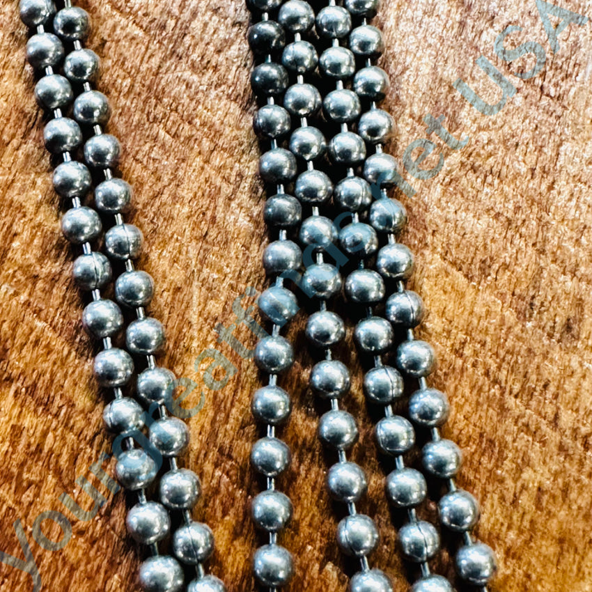 Vintage 34’ L Solid Sterling Silver Ball Chain Necklace