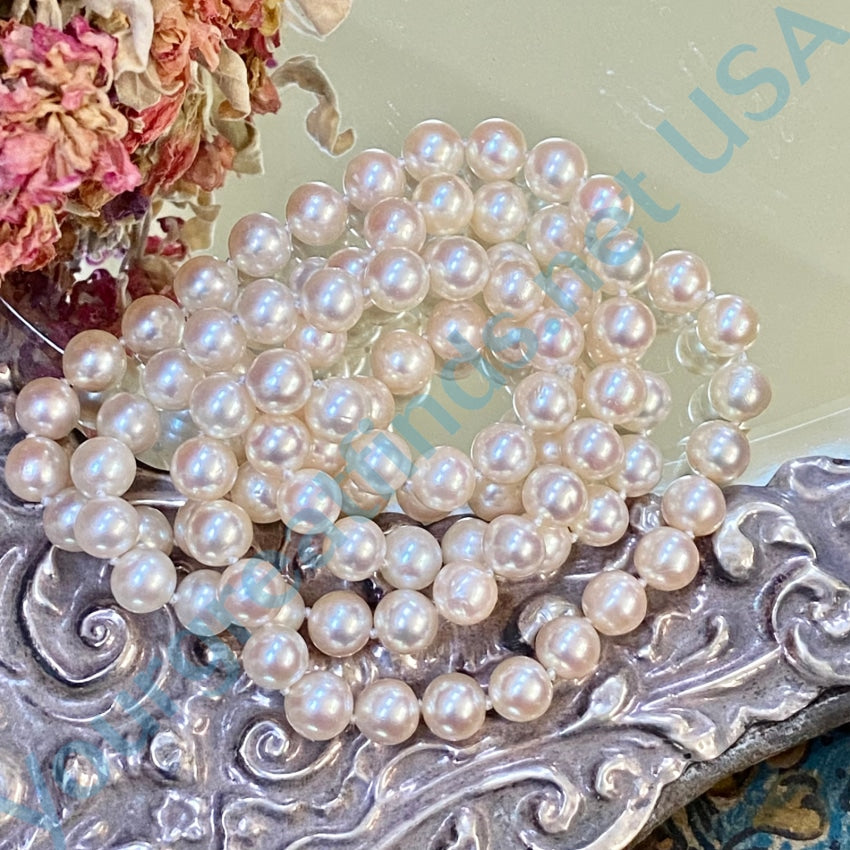 Vintage 6.6 Mm White Pearl Necklace 27 Necklaces