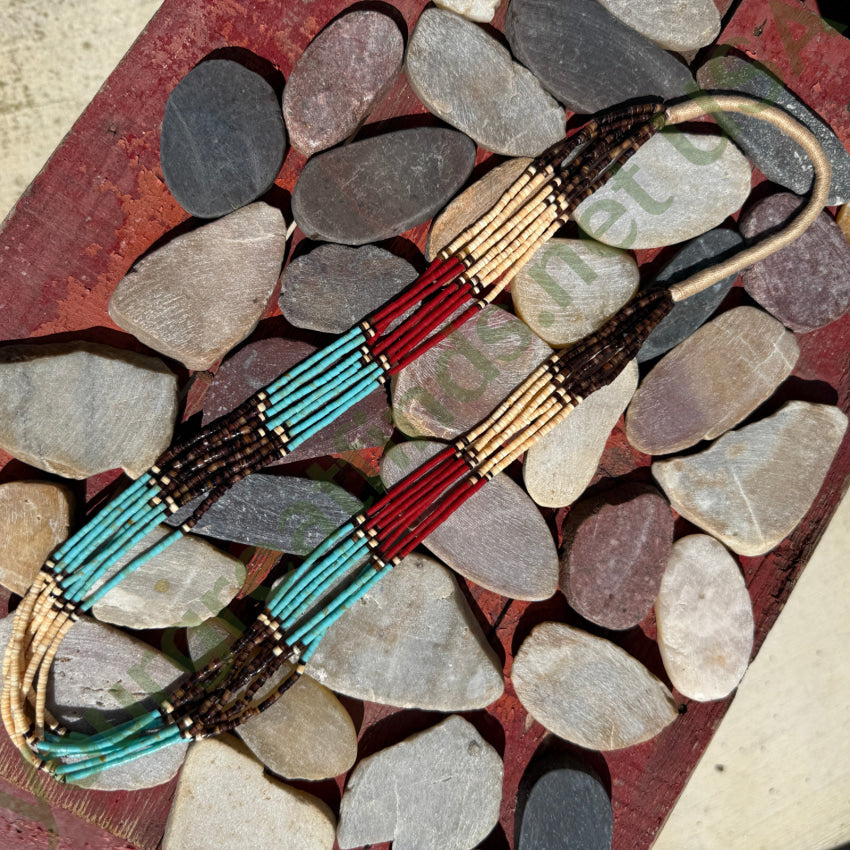 Vintage 7 Strand Multi-Stone Heishi Necklace necklace