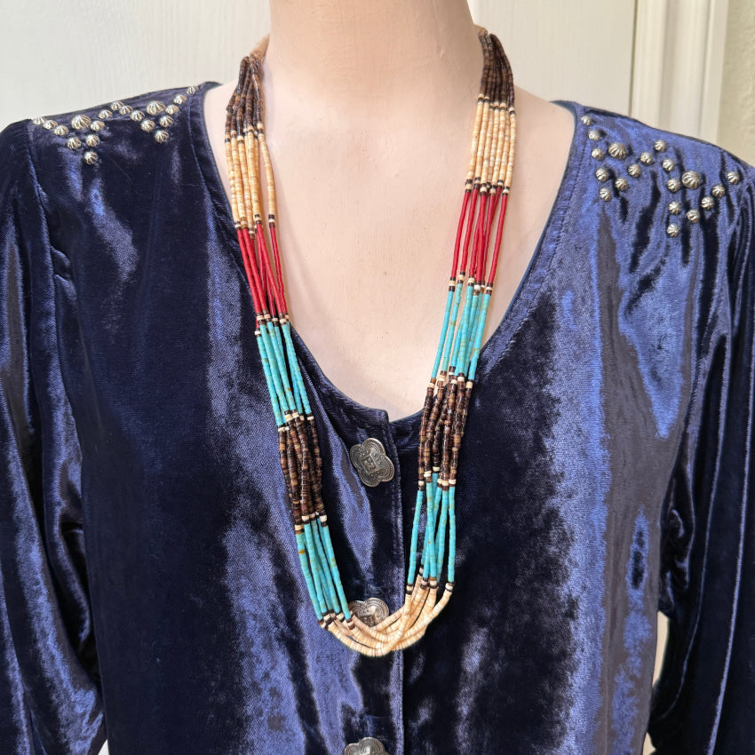 Vintage 7 Strand Multi-Stone Heishi Necklace necklace