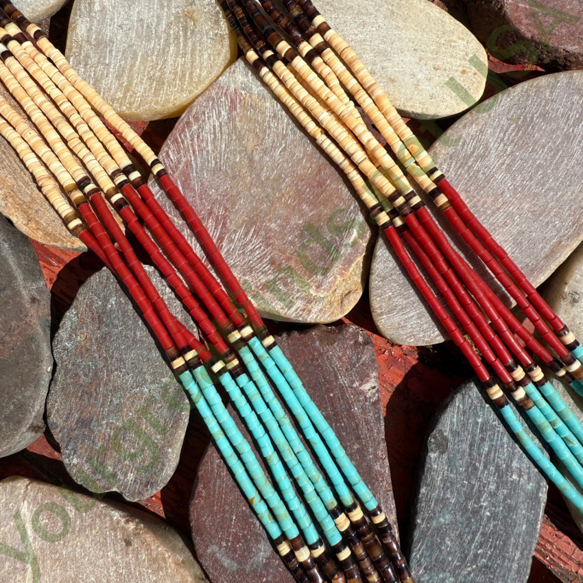 Vintage 7 Strand Multi-Stone Heishi Necklace necklace