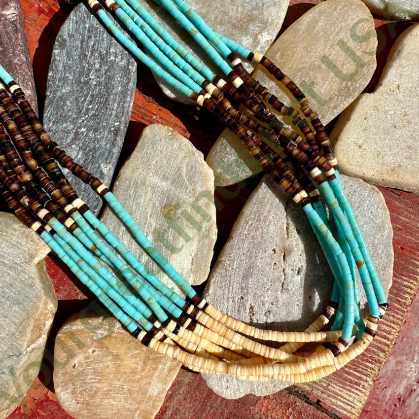 Vintage 7 Strand Multi-Stone Heishi Necklace necklace