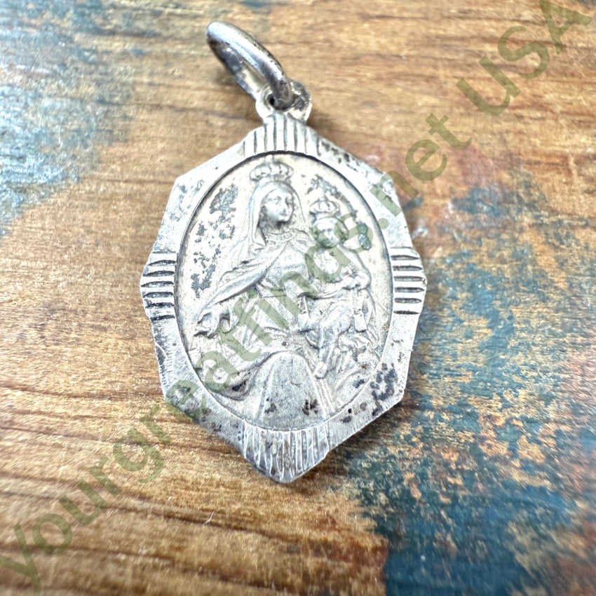Vintage 800 Silver Double Sided Jesus Devotional Pendant pendant