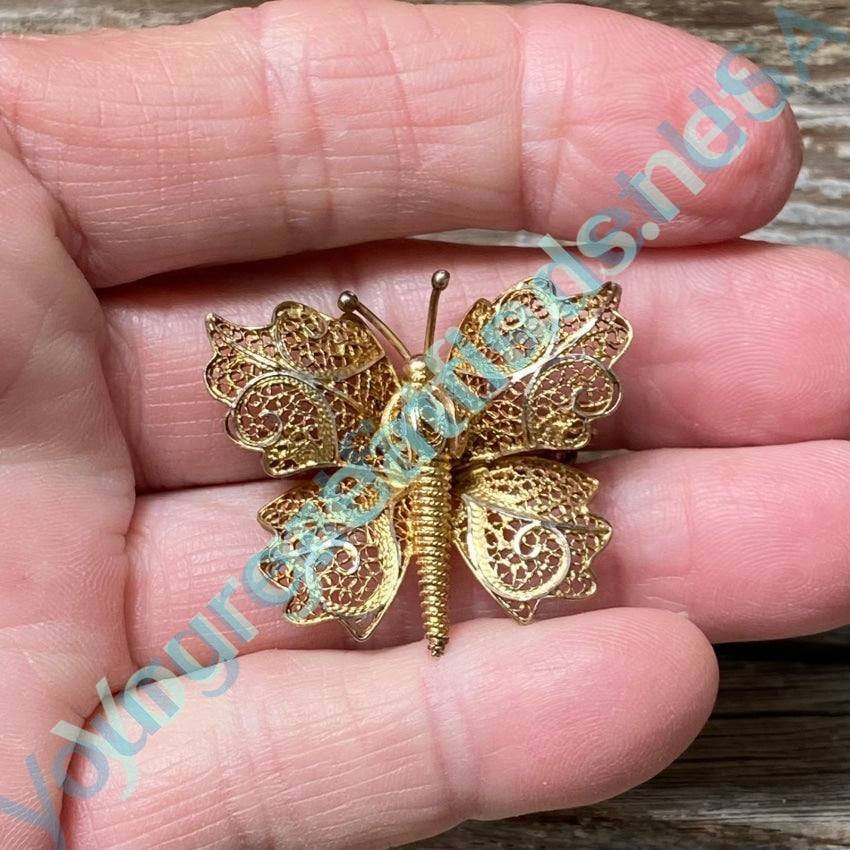 Yourgreatfinds Vintage 800 Silver Filigree Butterfly Pin