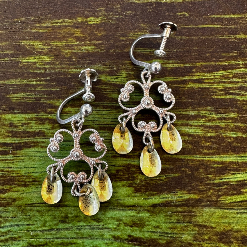 Vintage 830S Silver Norwegian Solje Screw Back Earrings Pin