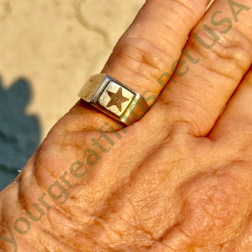 Vintage 900 Silver & Star Signet Ring size 7 ring