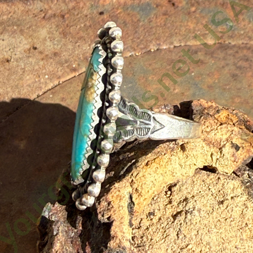 Vintage 925 Navajo Turquoise Ring Fred Harvey Era Size 5 3/4 rings