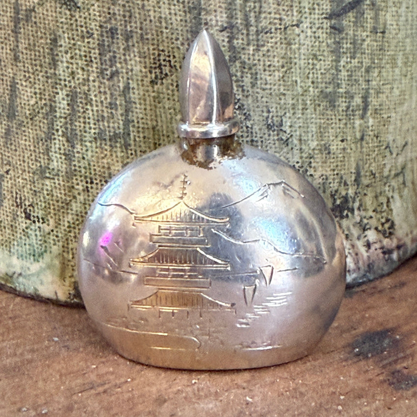 Vintage 950 Sterling Silver Hand Etched Mini Perfume Bottle mini perfum bottle