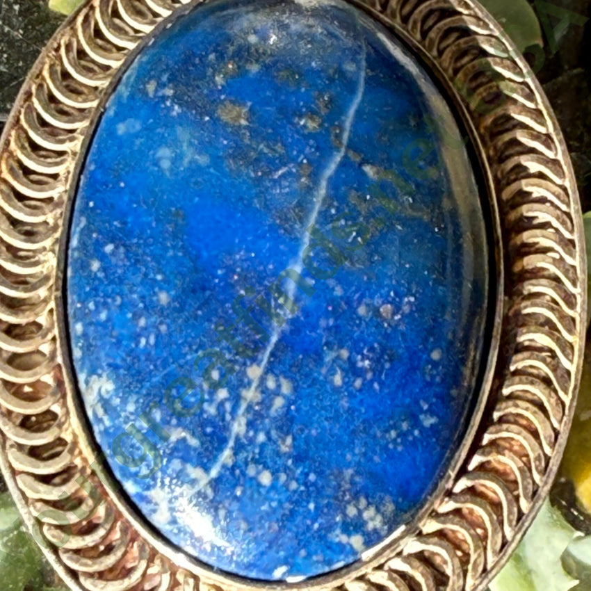 Vintage 950 Sterling Silver & Lapis Lazuli Pendant Pin pendan pin