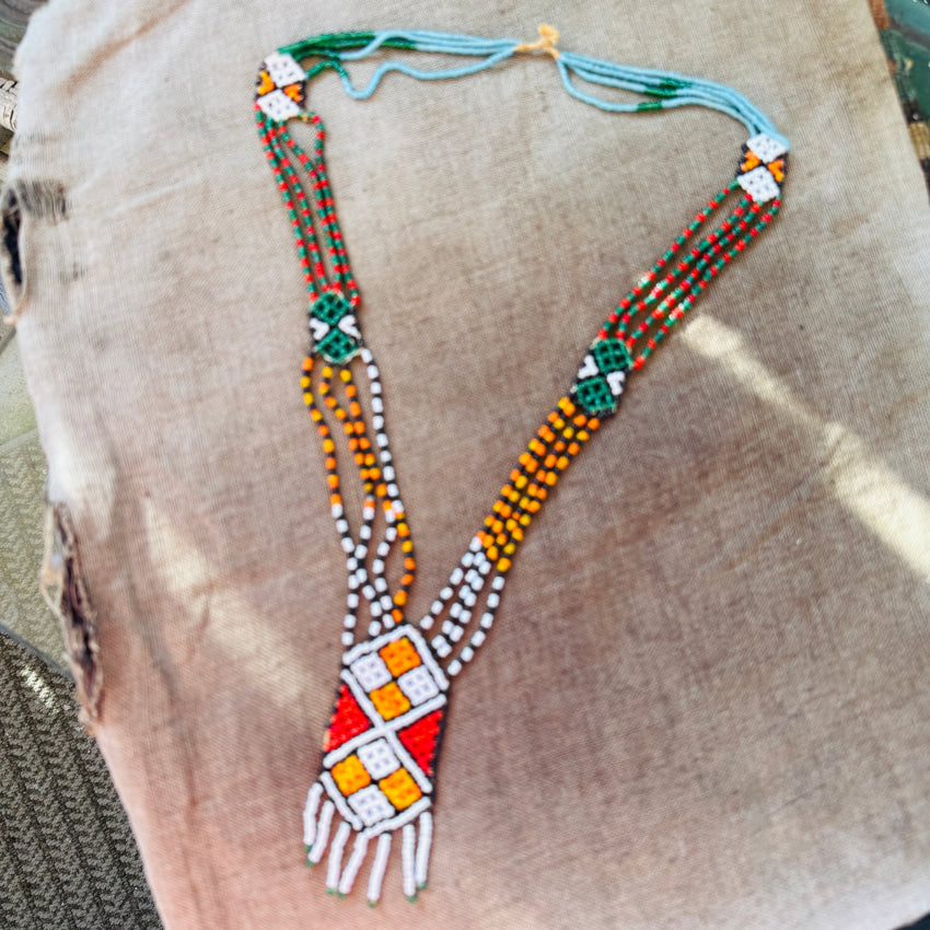 Vintage Afghan Kuchi Glass Seed Bead Tribal Necklace necklace
