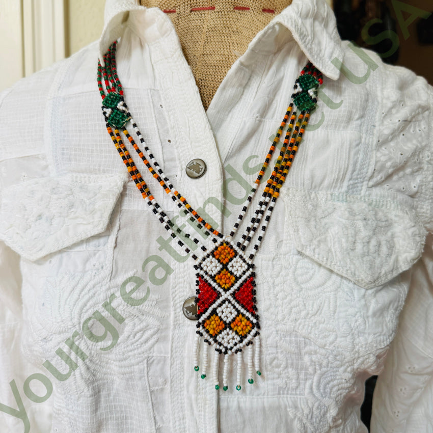 Vintage Afghan Kuchi Glass Seed Bead Tribal Necklace necklace