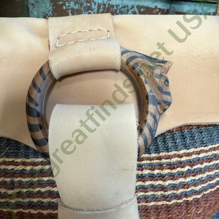 Vintage African Woven Jute Leather Market Tote Bag Purse Purse
