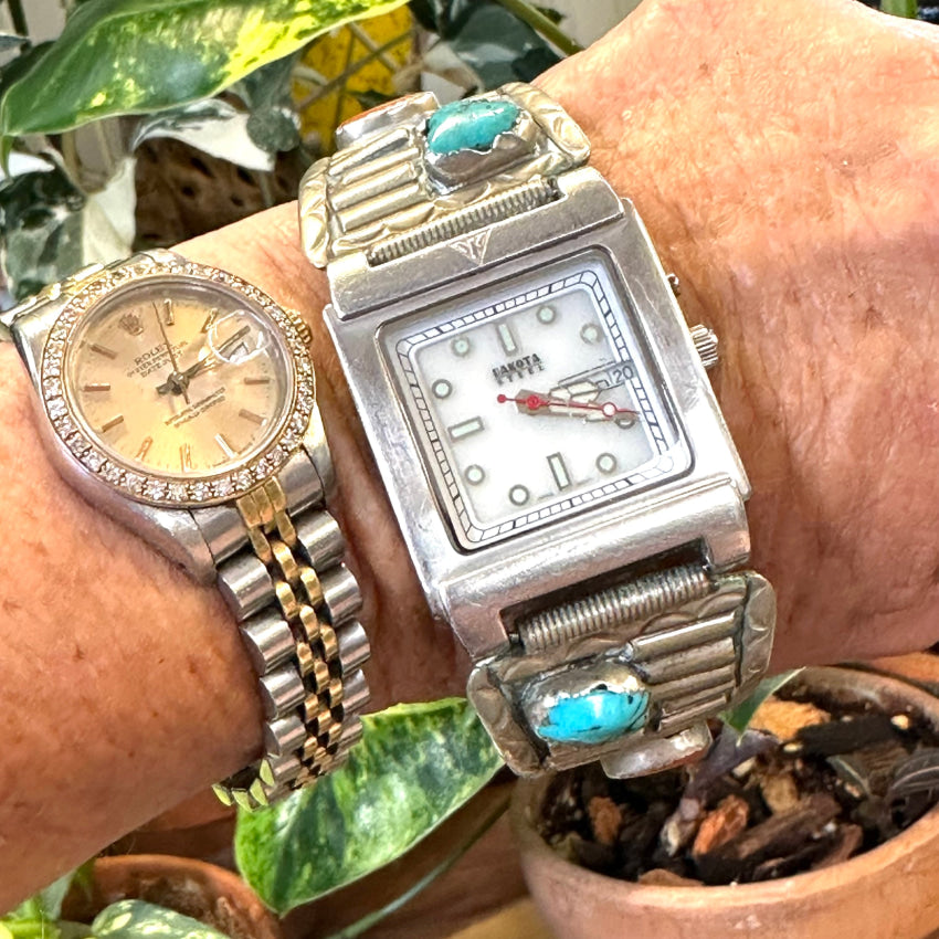 Vintage Alpaca Silver Dakota Style Watch Mexico In Spanish