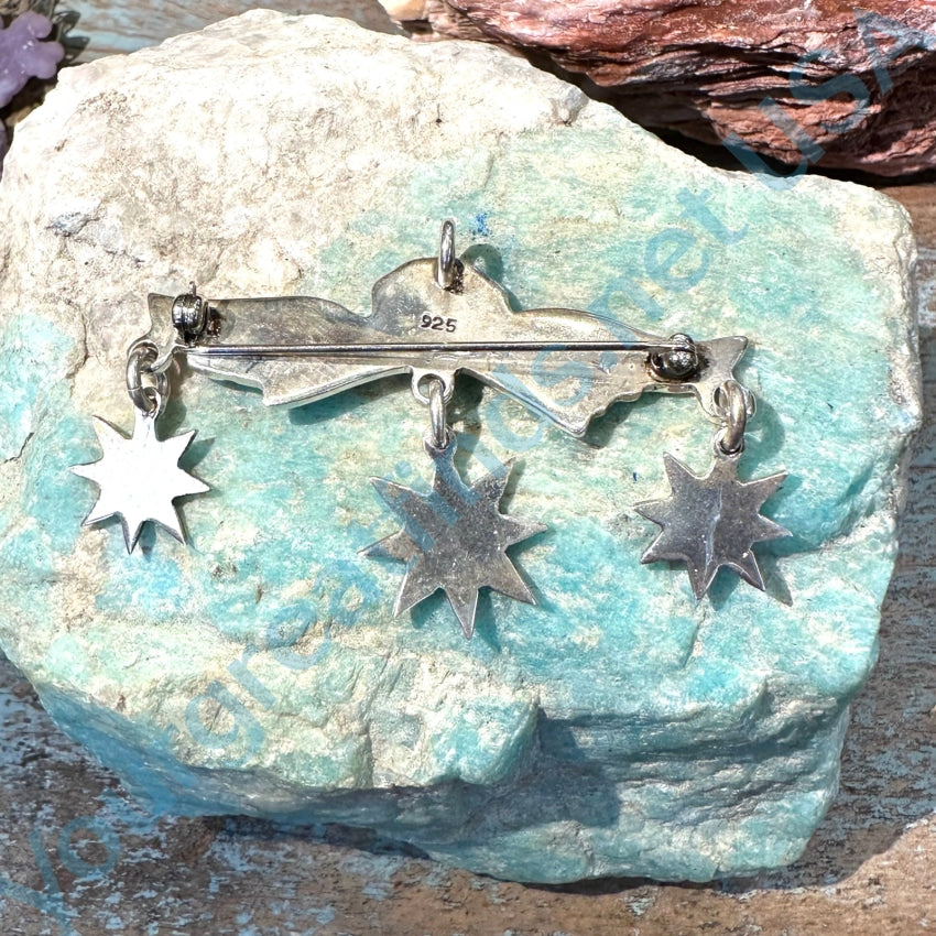 Vintage Angel Stars Pendant Pin Sterling Silver