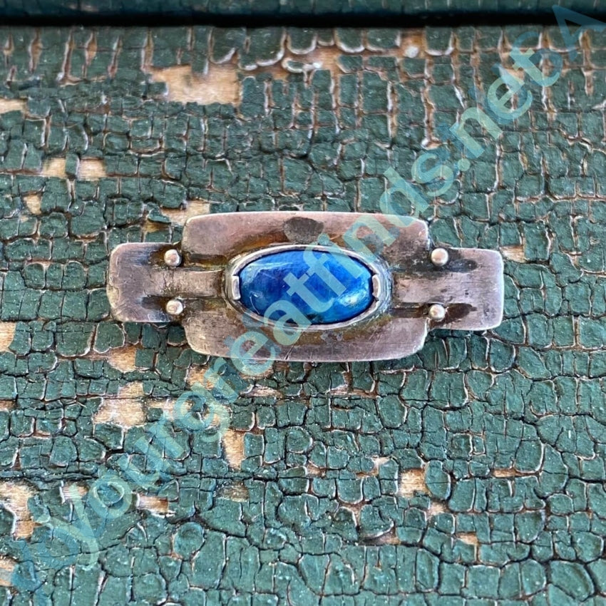 Vintage Art Deco Bar Pin Lapis Lazuli Sterling Silver Yourgreatfinds