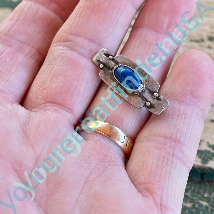 Vintage Art Deco Bar Pin Lapis Lazuli Sterling Silver Yourgreatfinds