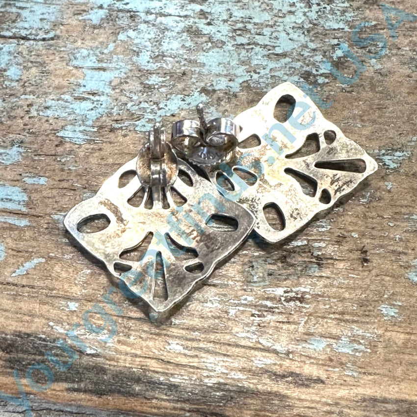 Vintage Art Nouveau Style Sterling Silver Pierced Post Earrings