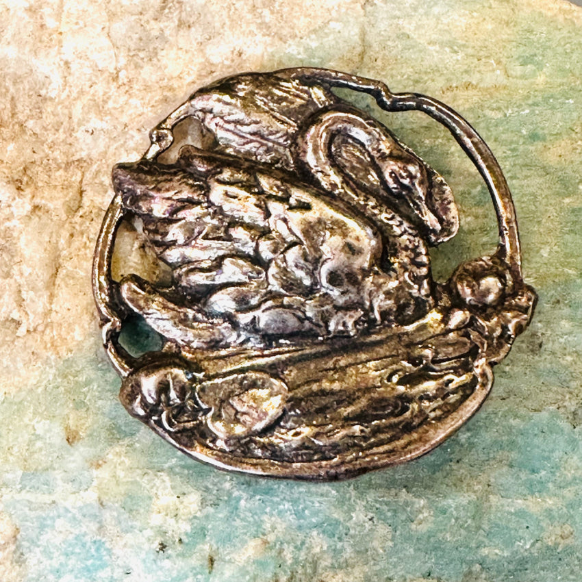 Vintage Art Nouveau Style Sterling Silver Swan Pin Brooch Brooch Pin