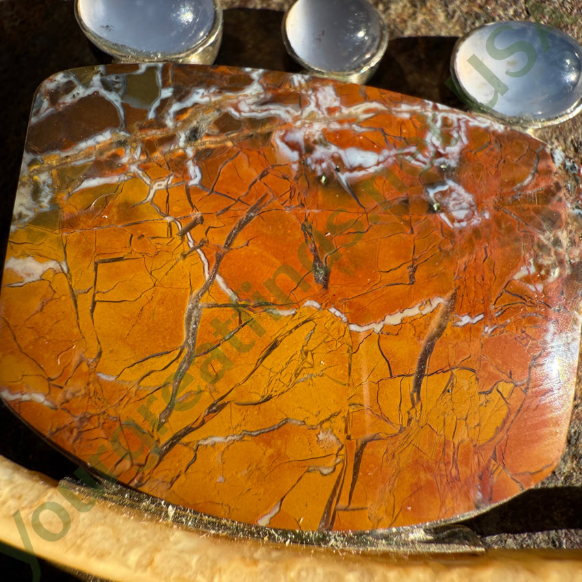 Vintage Artisan Modernist Pin / Pendant Petrified Wood Moonstone Brooch pendant pin