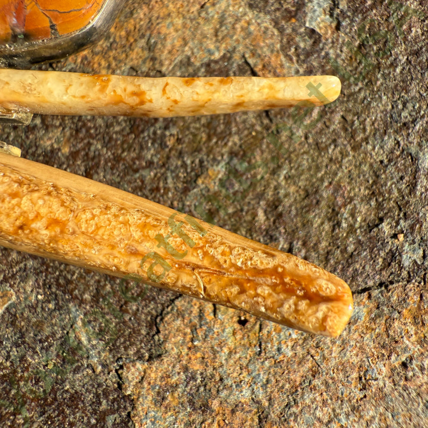 Vintage Artisan Modernist Pin / Pendant Petrified Wood Moonstone Brooch pendant pin