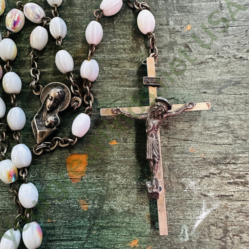 Vintage Aurora Borealis Glass Catholic Rosary Rosary