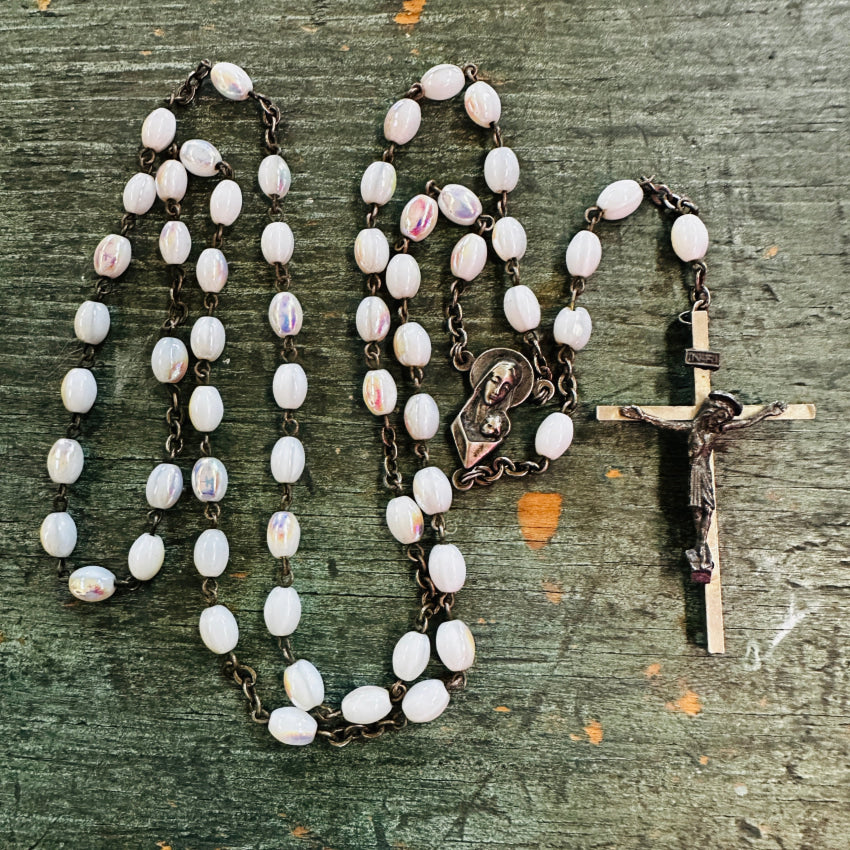 Vintage Aurora Borealis Glass Catholic Rosary Rosary