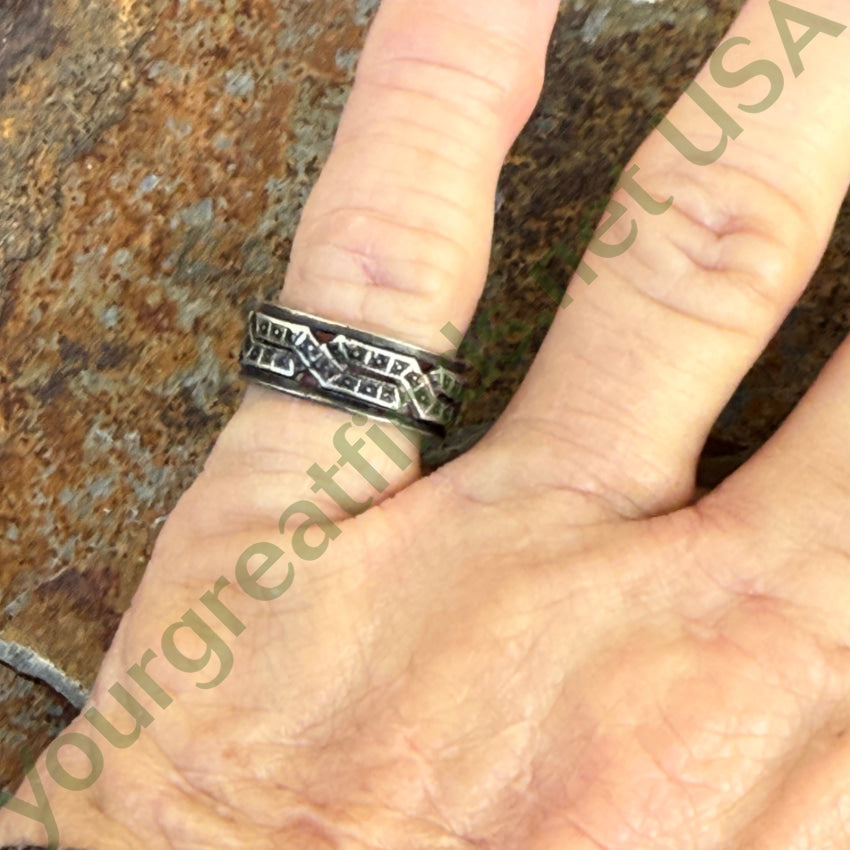 Vintage Band Ring Celtic Raised Design Size 6 Ring