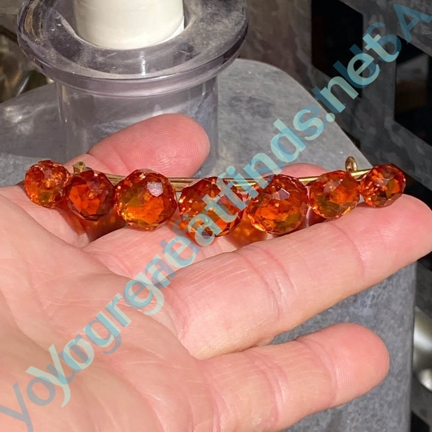 Vintage Bar Pin 7 Faceted Baltic Amber Stones Yourgreatfinds