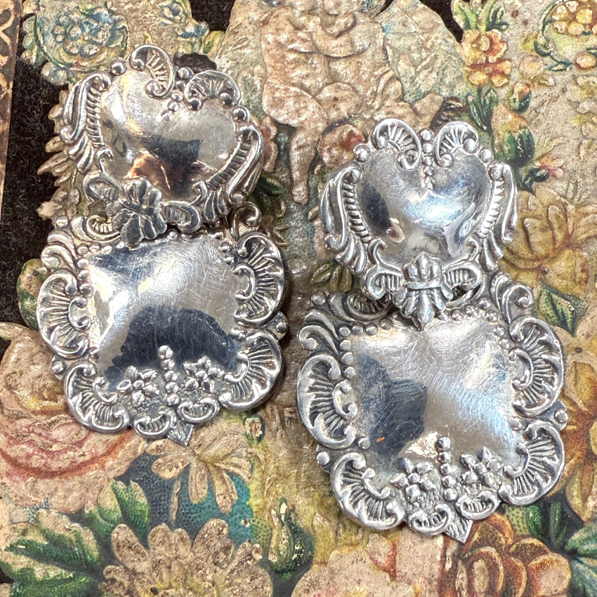 Vintage Baroque Style Sterling Silver Pierced Post Earrings earrings