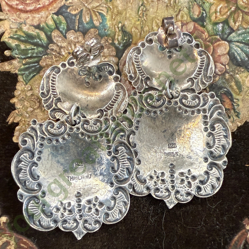 Vintage Baroque Style Sterling Silver Pierced Post Earrings earrings