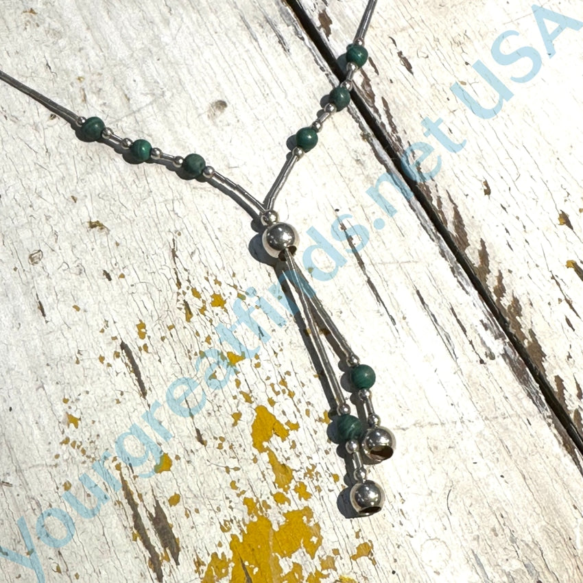 Vintage Beaded Liquid Sterling Silver Turquoise Necklace