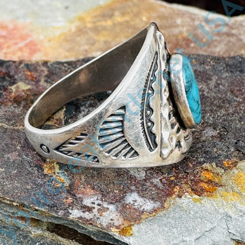 Vintage Bell Trading Post Indian Arrowhead Ring Sterling Turquoise 10 Ring