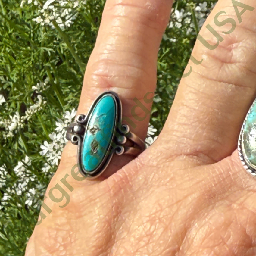 Vintage Bell Trading Post Sterling Silver Turquoise Ring 6 ring