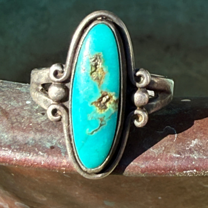 Vintage Bell Trading Post Sterling Silver Turquoise Ring 6 ring