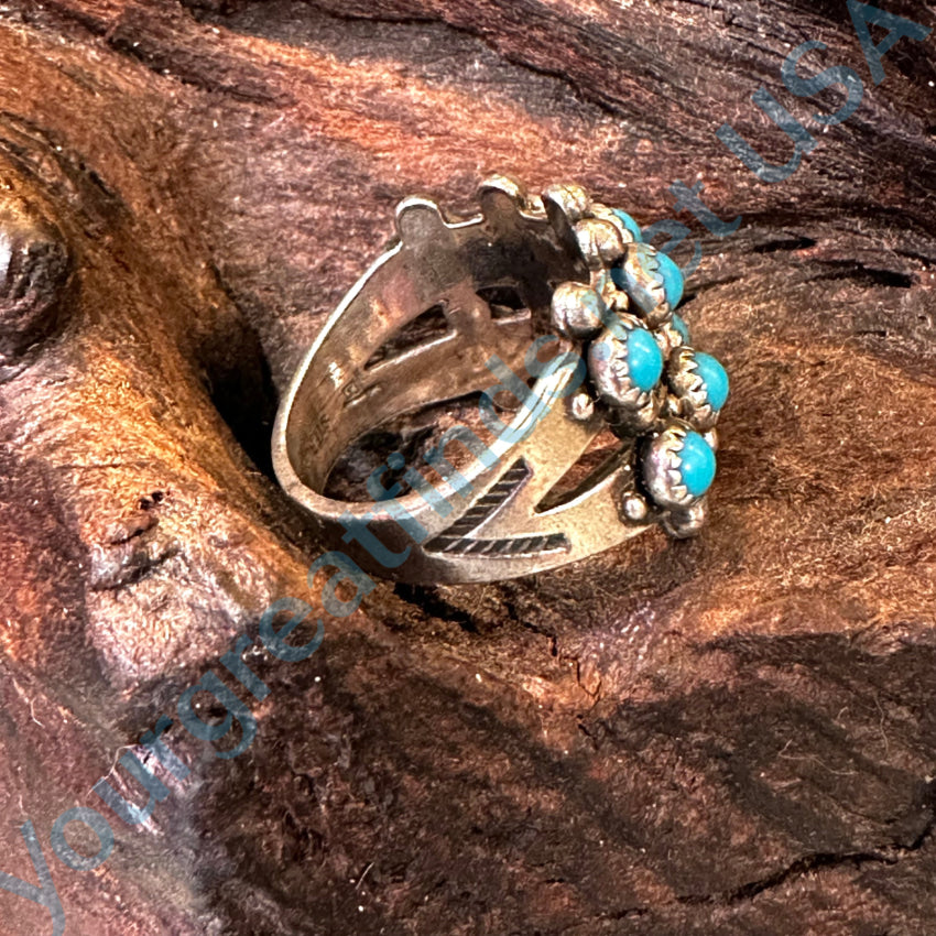Vintage Bell Trading Post Turquoise Double Row Ring Size 5