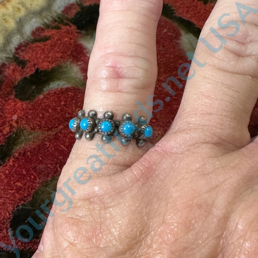 Vintage Bell Trading Post Turquoise Row Ring Size 5