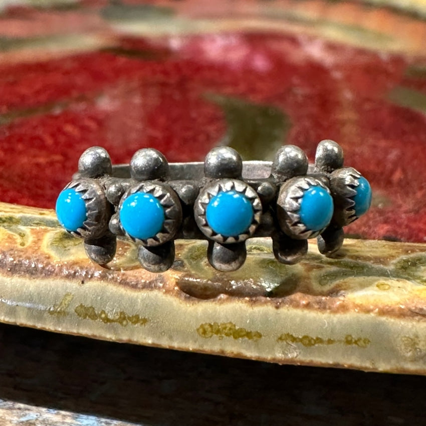 Vintage Bell Trading Post Turquoise Row Ring Size 5