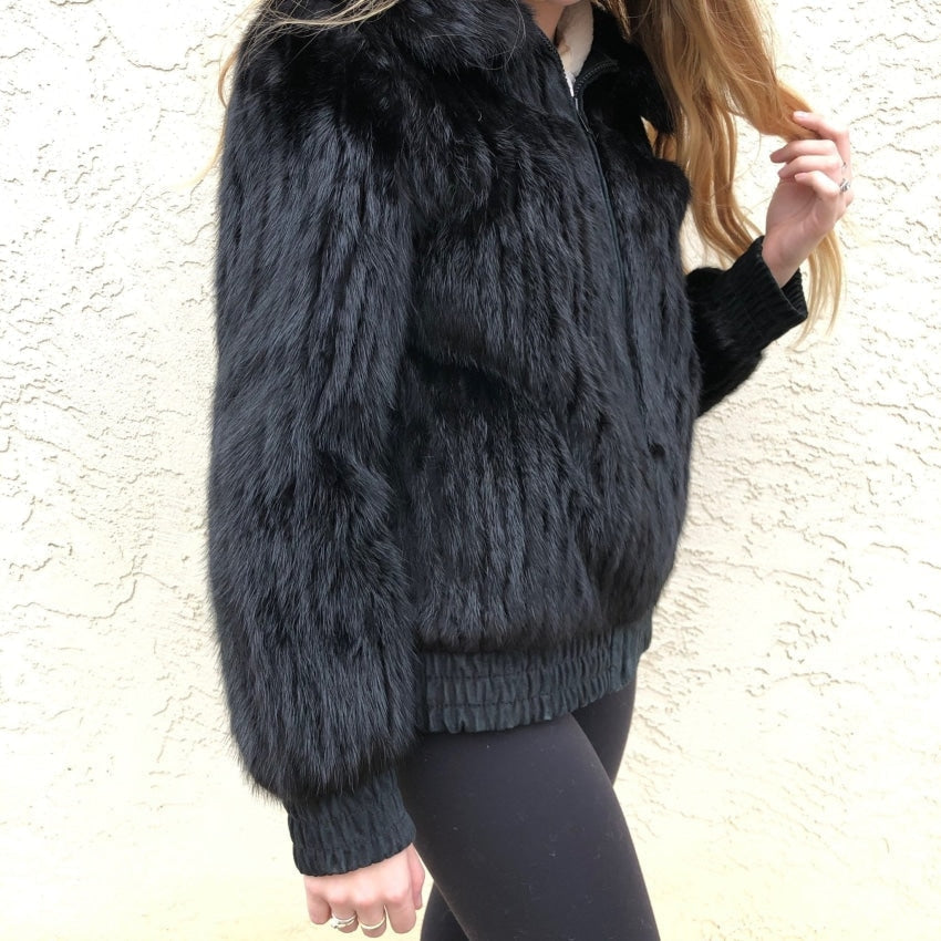 Vintage Black Mink and Suede Leather Jacket Yourgreatfinds
