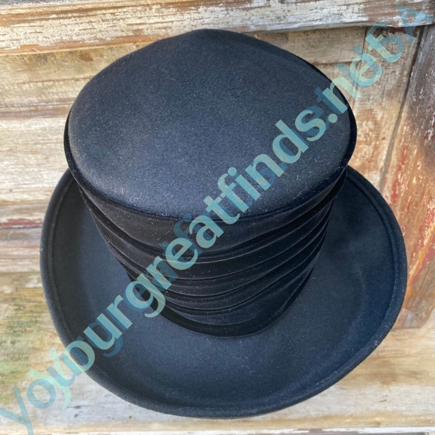 Vintage Black Wool &amp; Velvet Modified Top Hat Eric Javits Yourgreatfinds