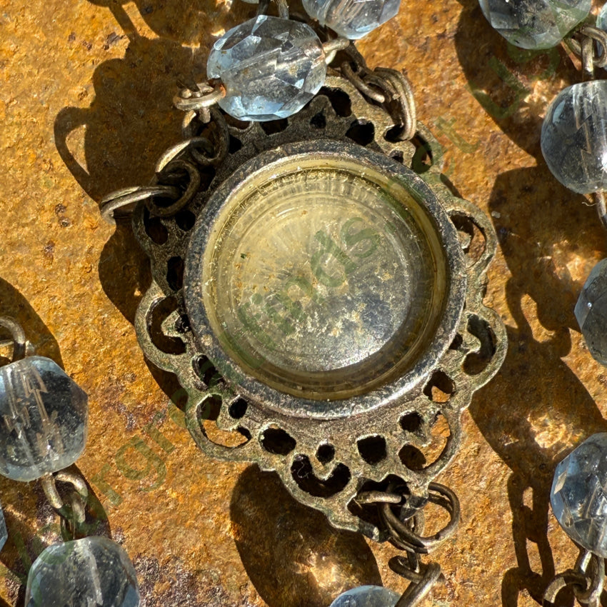 Vintage Blue Glass Bead Reliquary Holy Water Catholic Rosary rosary necklace