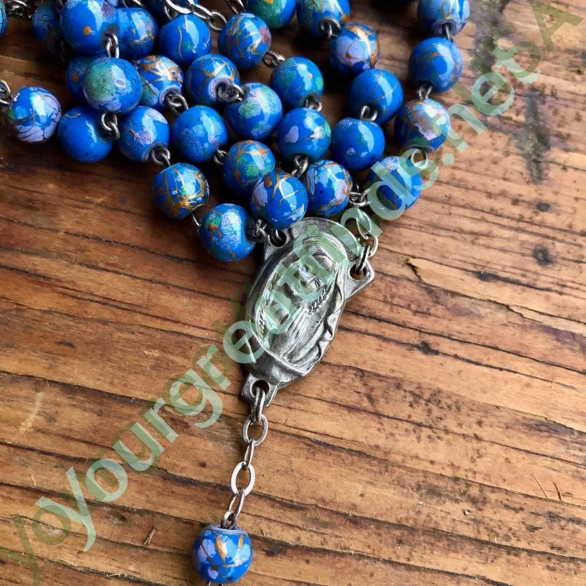 Vintage Blue Murano Venetian Glass Bead Rosary Yourgreatfinds