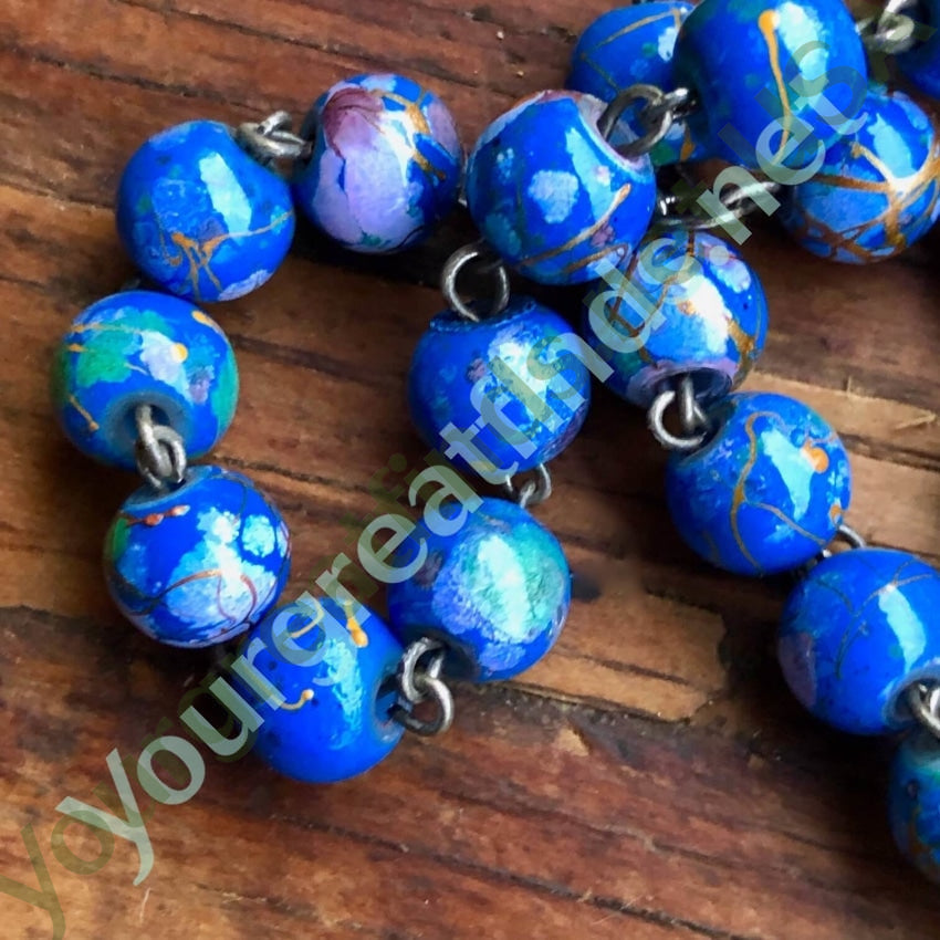 Vintage Blue Murano Venetian Glass Bead Rosary Yourgreatfinds