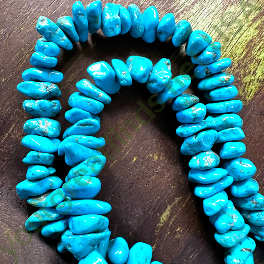 Vintage Blue Nugget Turquoise & White Heishi Bead Necklace Necklace