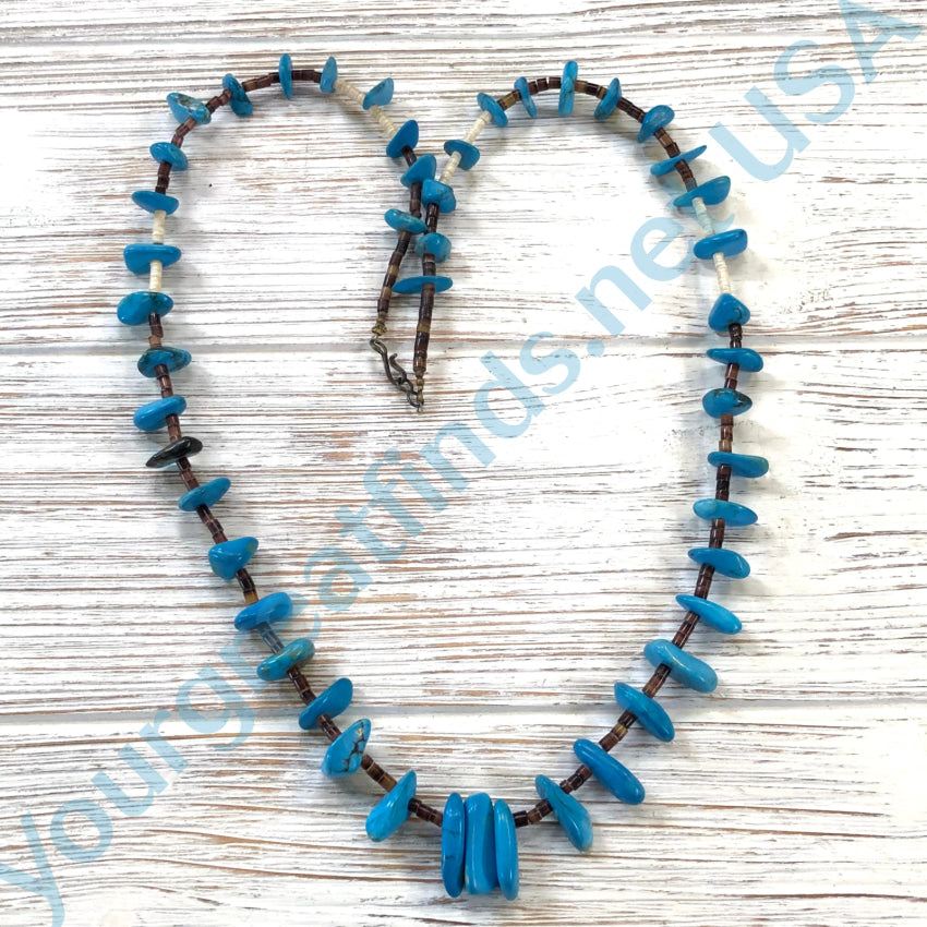 Vintage Blue Turquoise Nugget & Heishi Bead Necklace