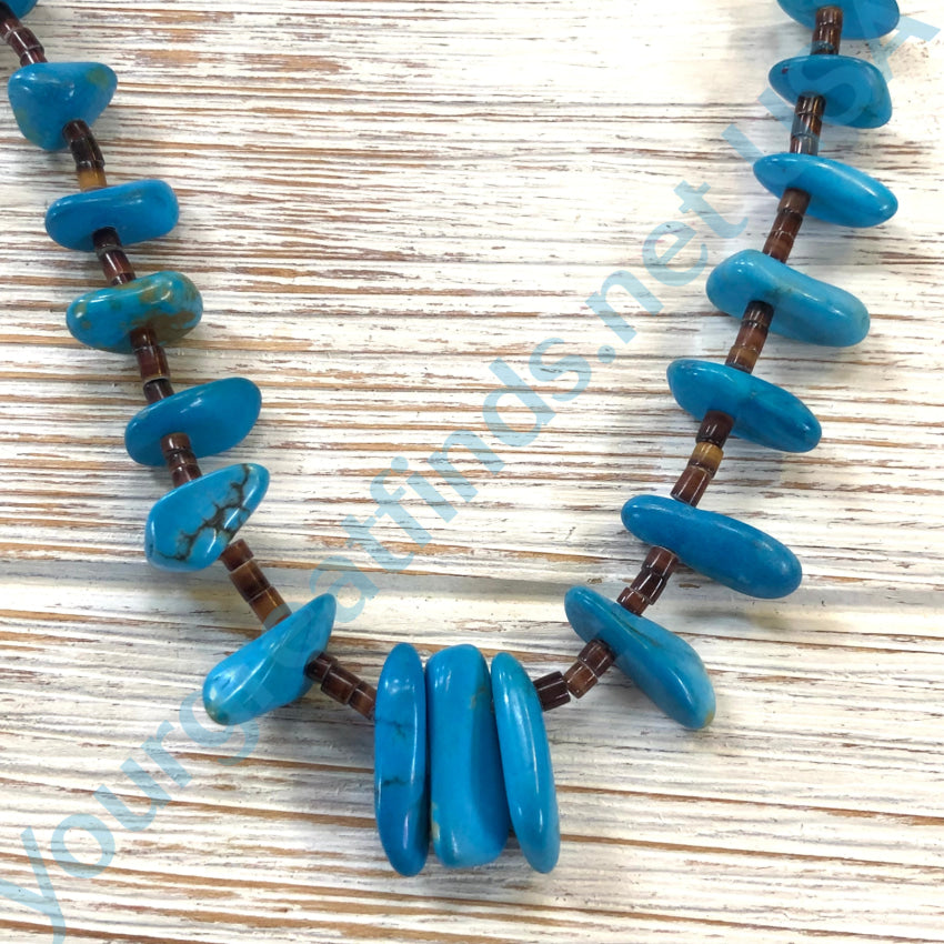 Vintage Blue Turquoise Nugget & Heishi Bead Necklace