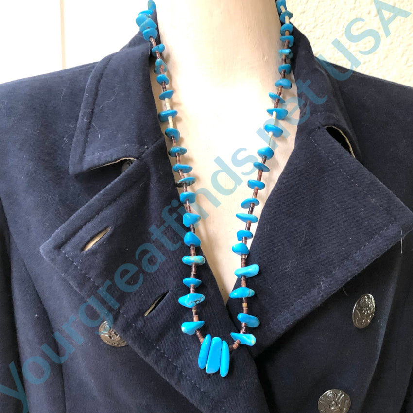 Vintage Blue Turquoise Nugget & Heishi Bead Necklace