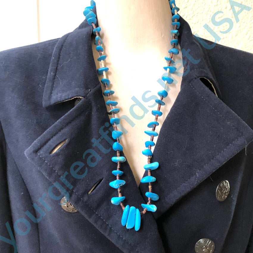 Vintage Blue Turquoise Nugget &amp; Heishi Bead Necklace