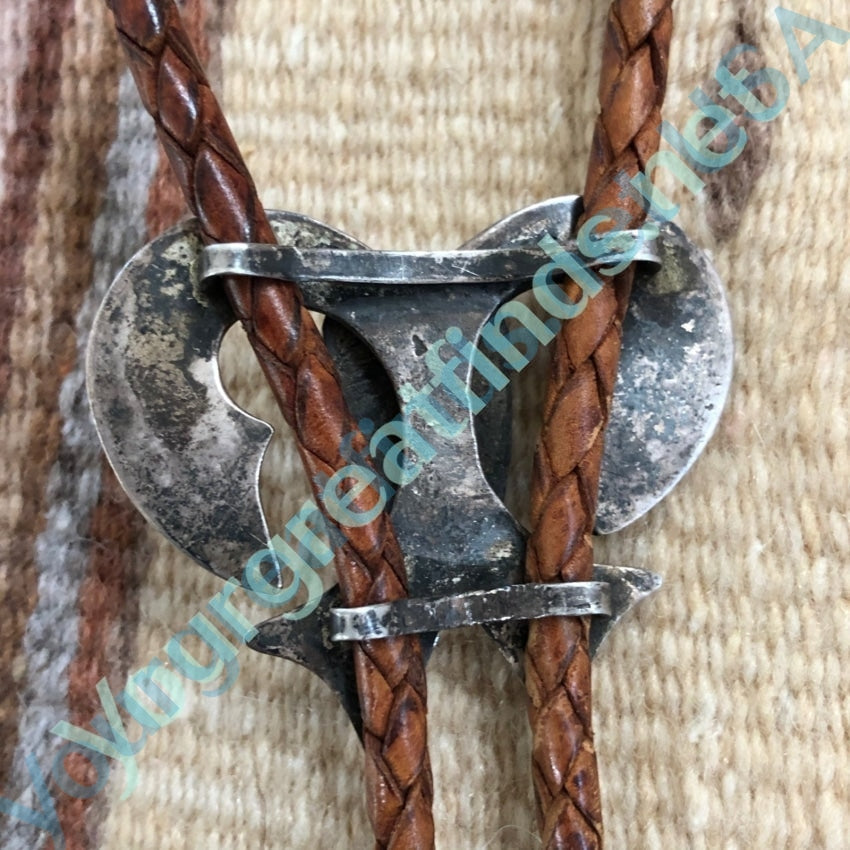 Vintage Bolo Tie Navajo Sand Cast Sterling Silver and Turquoise Yourgreatfinds